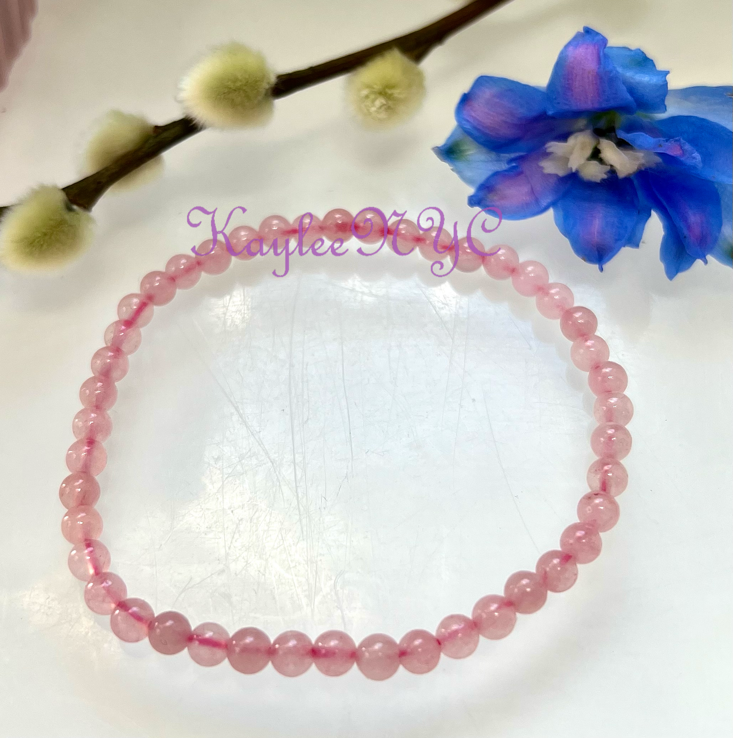 Natural Rose Quartz 4mm 7.5” Crystal Stretch Bracelet