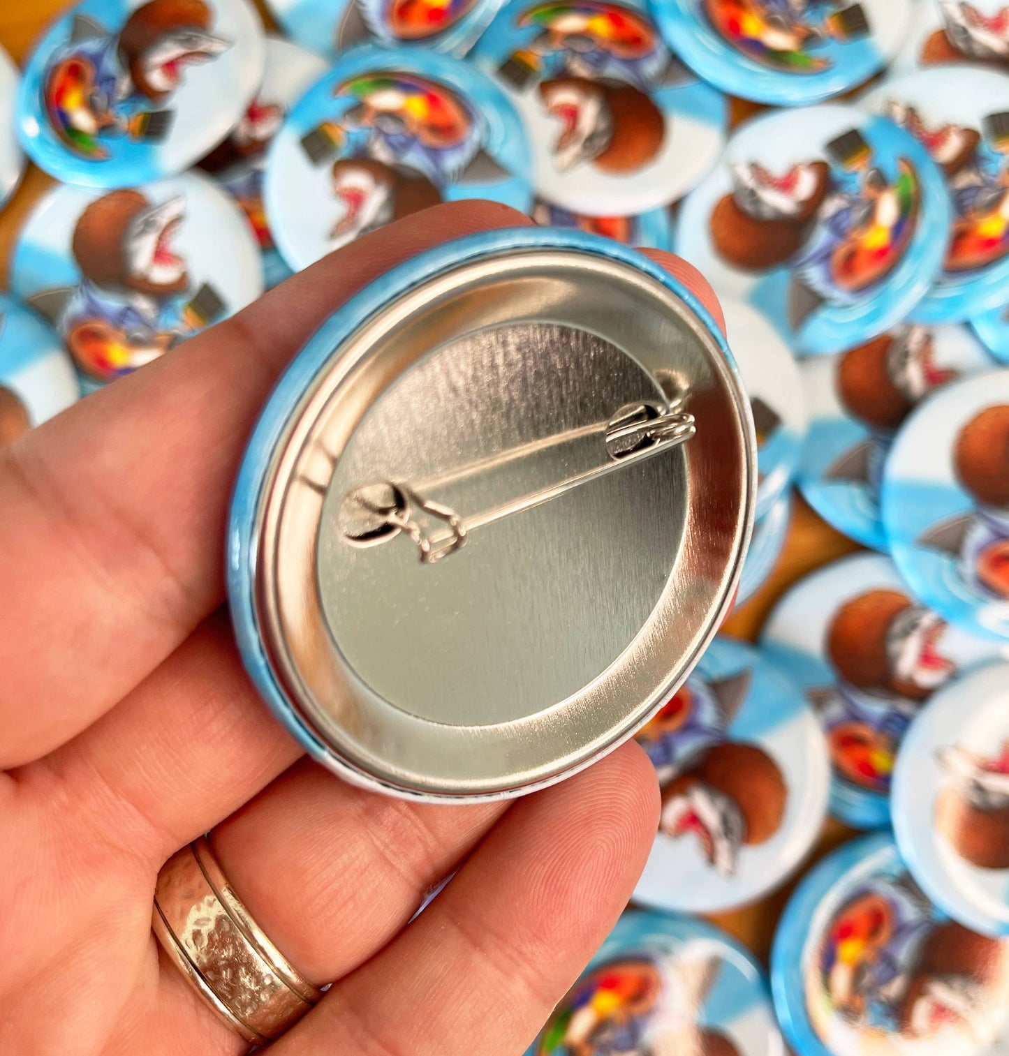 2.5 INCH ROUND BUTTON: "Painter Shark" Parody