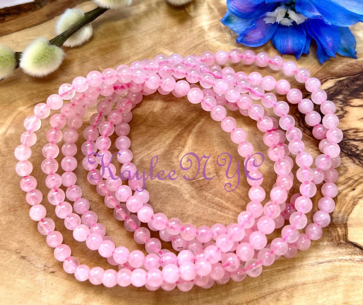 Natural Rose Quartz 4mm 7.5” Crystal Stretch Bracelet