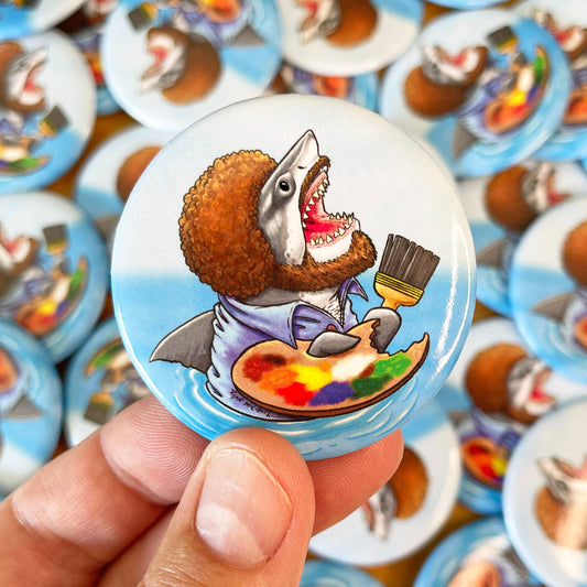 2.5 INCH ROUND BUTTON: "Painter Shark" Parody