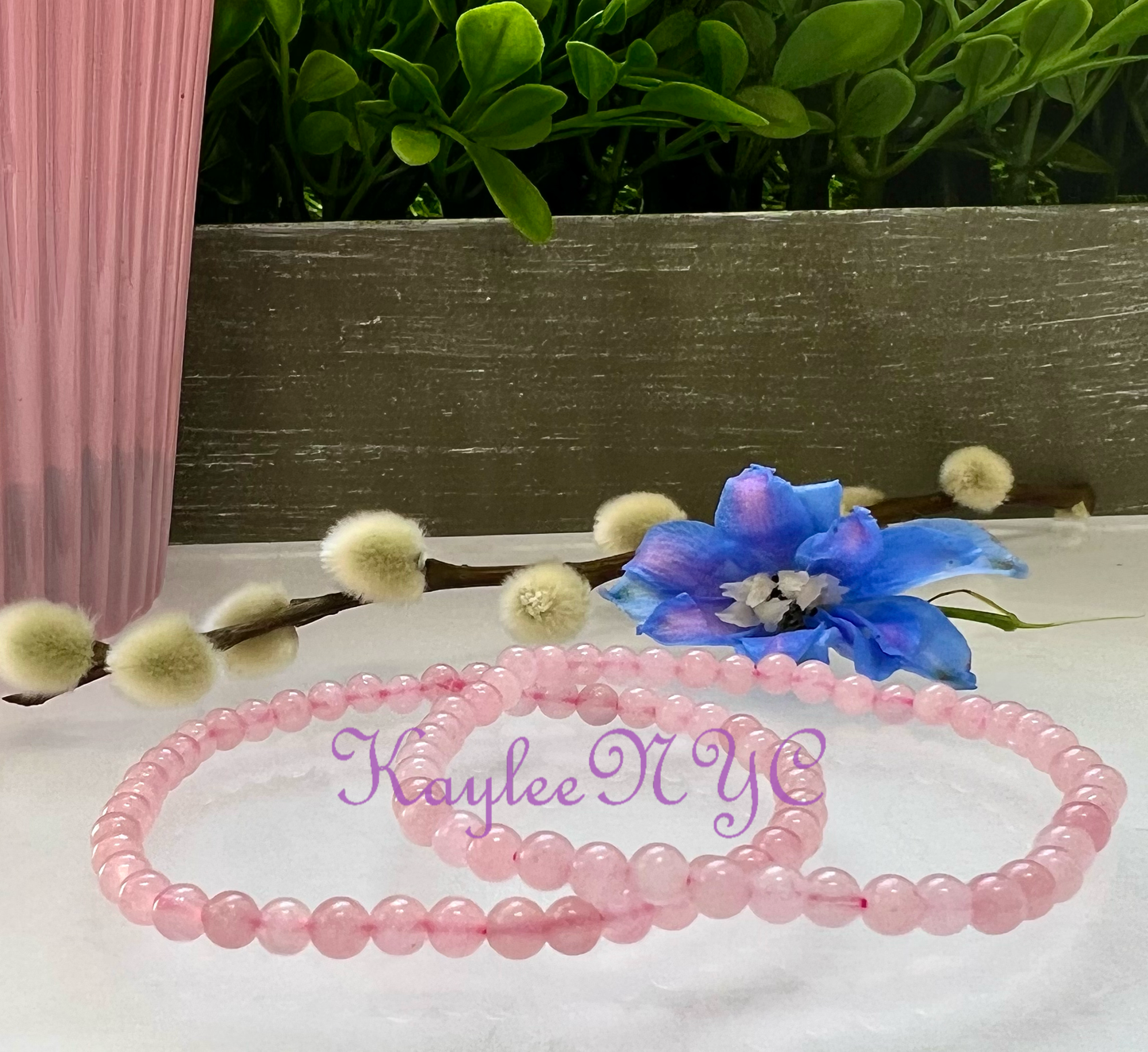 Natural Rose Quartz 4mm 7.5” Crystal Stretch Bracelet