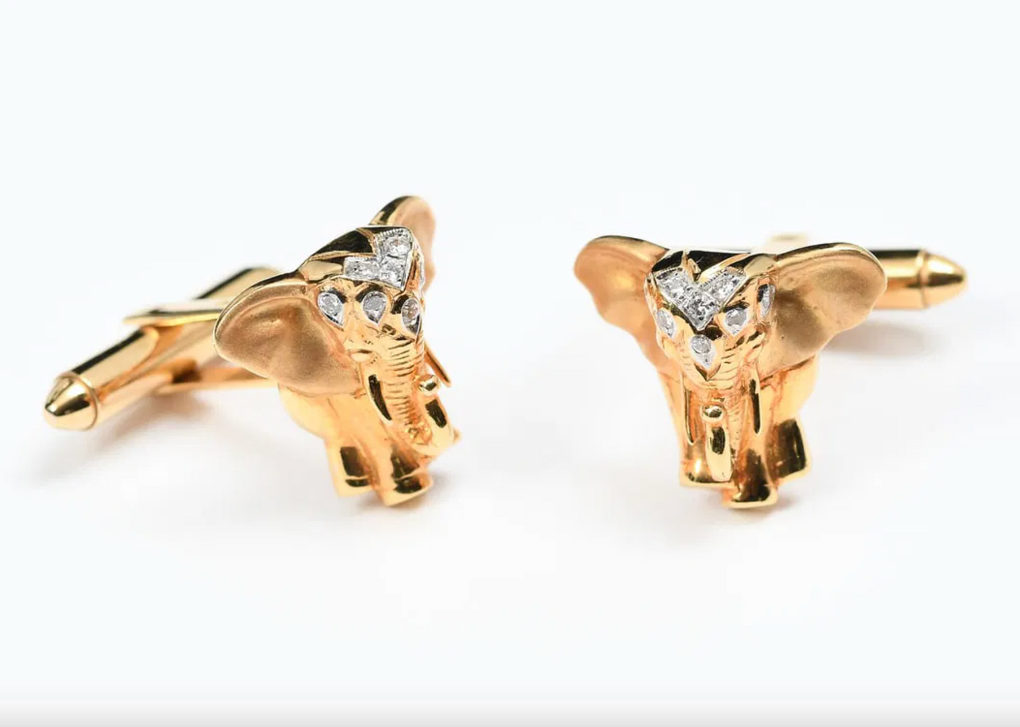 Stunning 18k Gold and Diamond Elephant Cufflinks