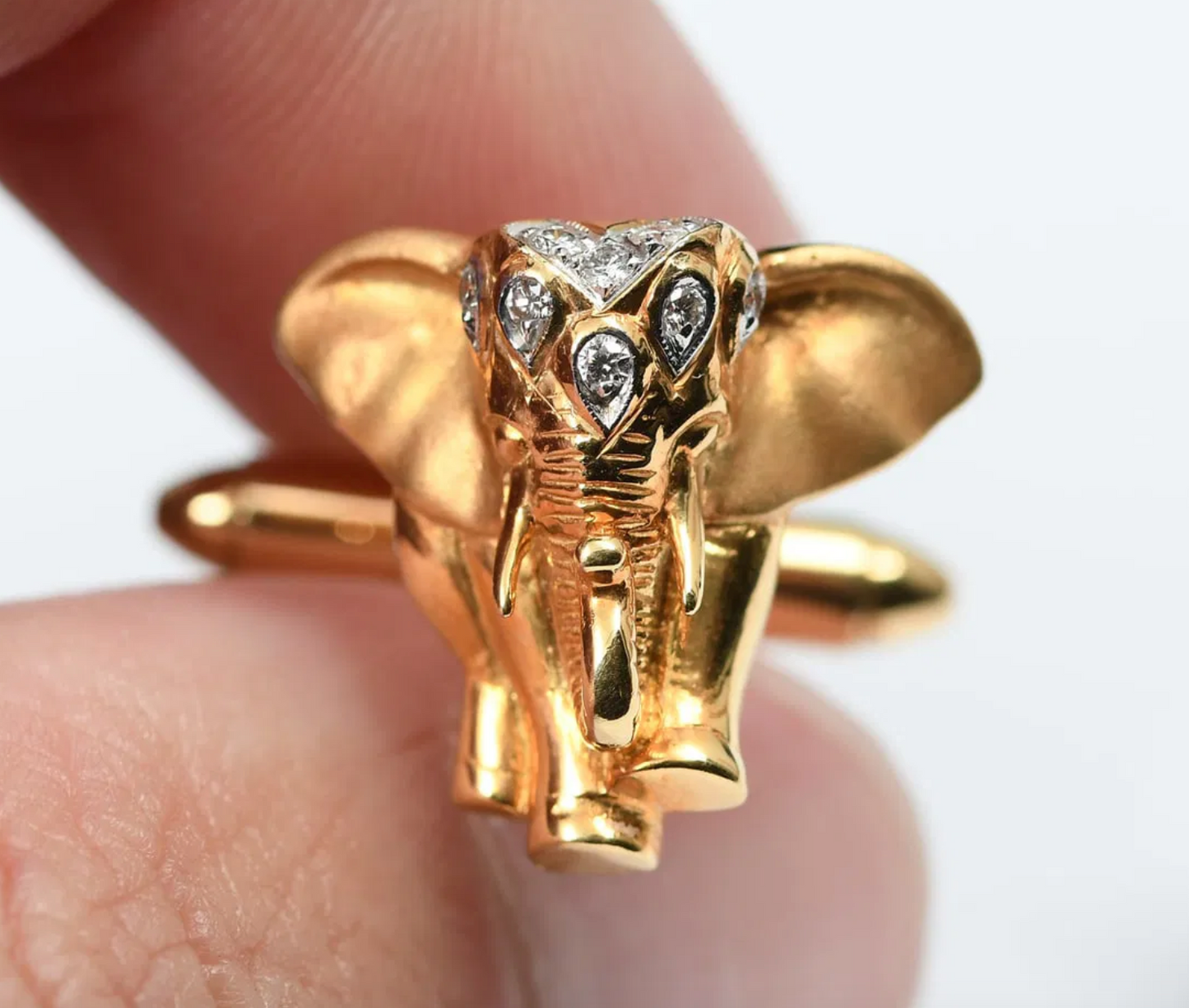 Stunning 18k Gold and Diamond Elephant Cufflinks